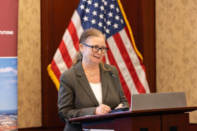 Brandice Canes-Wrone, director of Hoover’s Center for Revitalizing American Institutions, speaks on Capitol Hill on September 17, 2024. (DMV Productions)