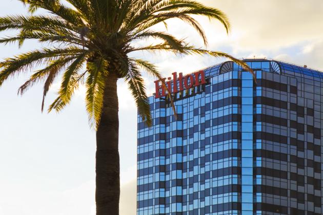 "Los Angeles, California, USA - November 18, 2012: View of the Hilton Hotel from the Universal Citywalk Hollywood."