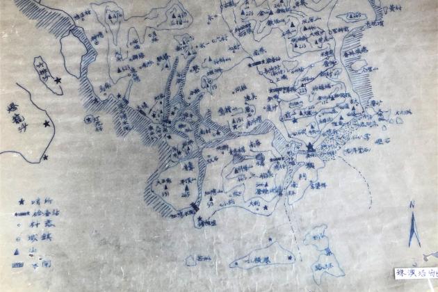 Fragment from an investigative map detailing local conditions in the Zhuhai and Macao area