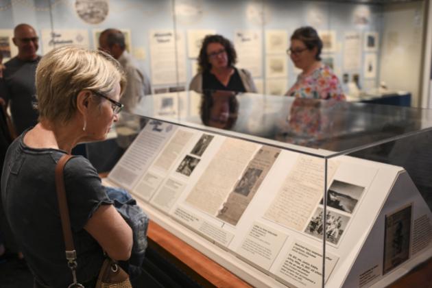 Visitor viewing The Battalion Artist exhibition 