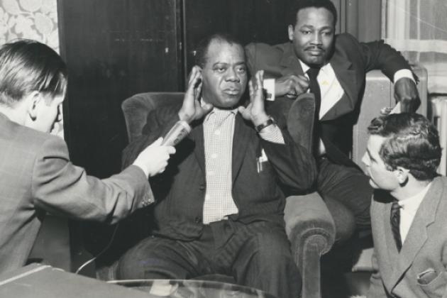 Louis Armstrong visits with Radio Liberty reporters