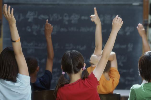 Students raising their hands