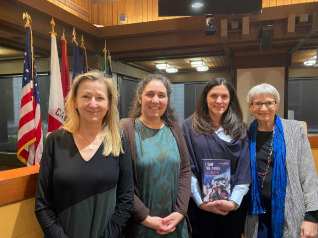 Jolluck, Adler, Friedla, and Grossman participants at book talk I Saw the Angel of Death