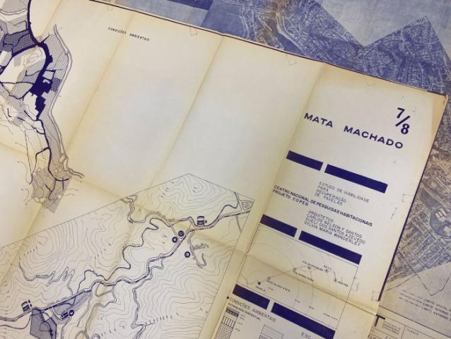 Image of maps in the Janice Perlman papers, blueprint maps of favelas