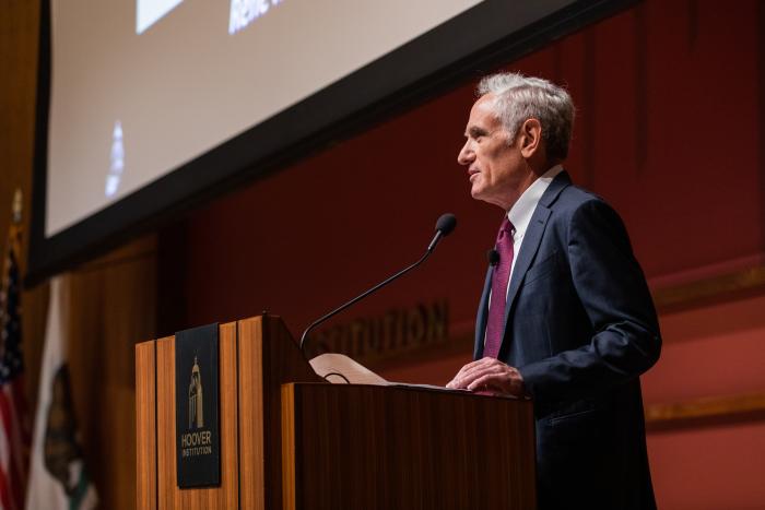 Scott Atlas speaking at the 2023 Summer Policy Boot Camp at the Hoover Institution