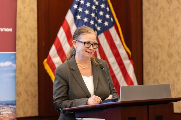 Brandice Canes-Wrone, director of Hoover’s Center for Revitalizing American Institutions, speaks on Capitol Hill on September 17, 2024. (DMV Productions)