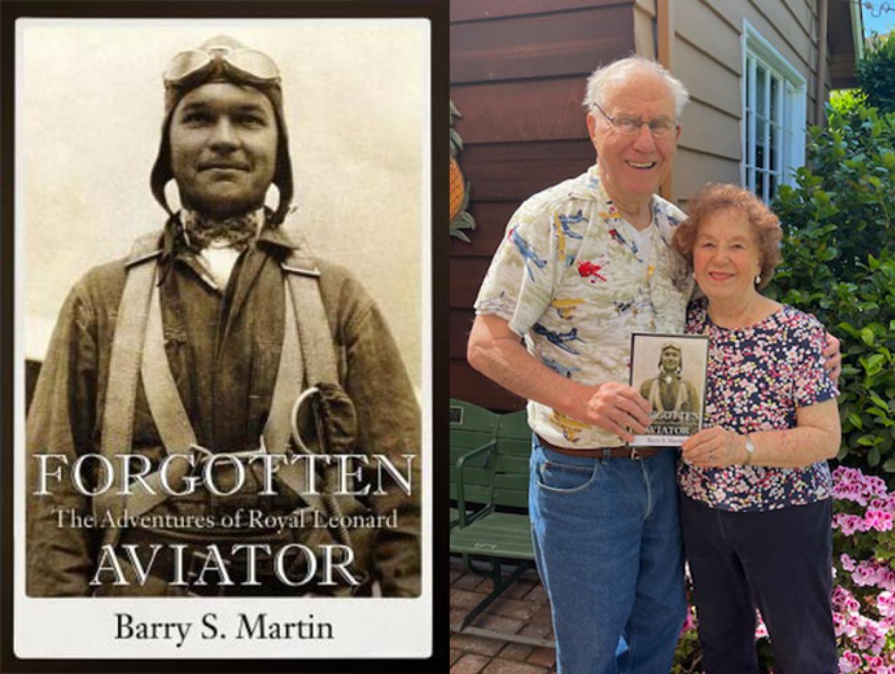 Cover of book "Forgotten Aviator" and authors Barry and Carolyn Martin