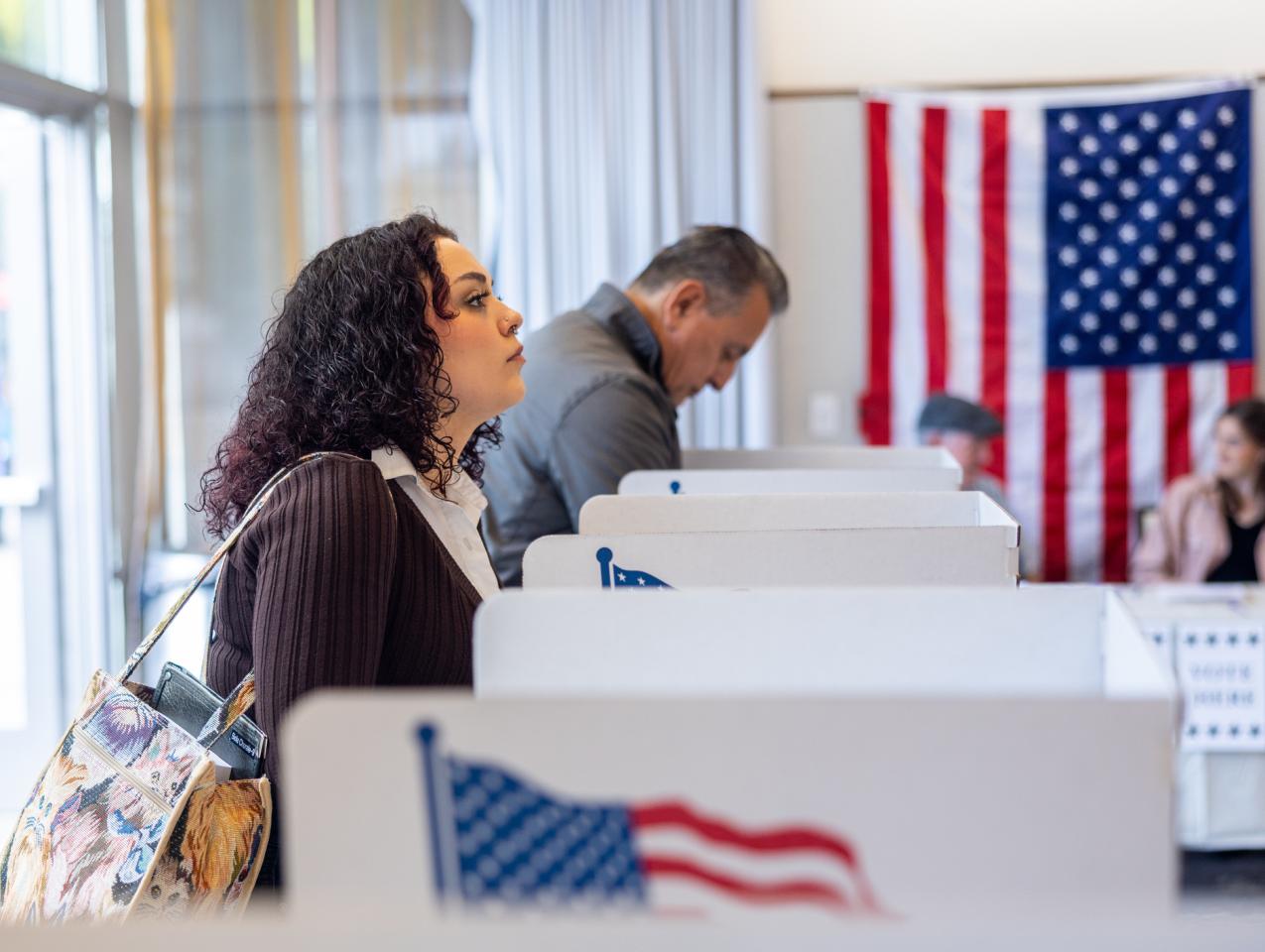 Americans voting in an election stock photo