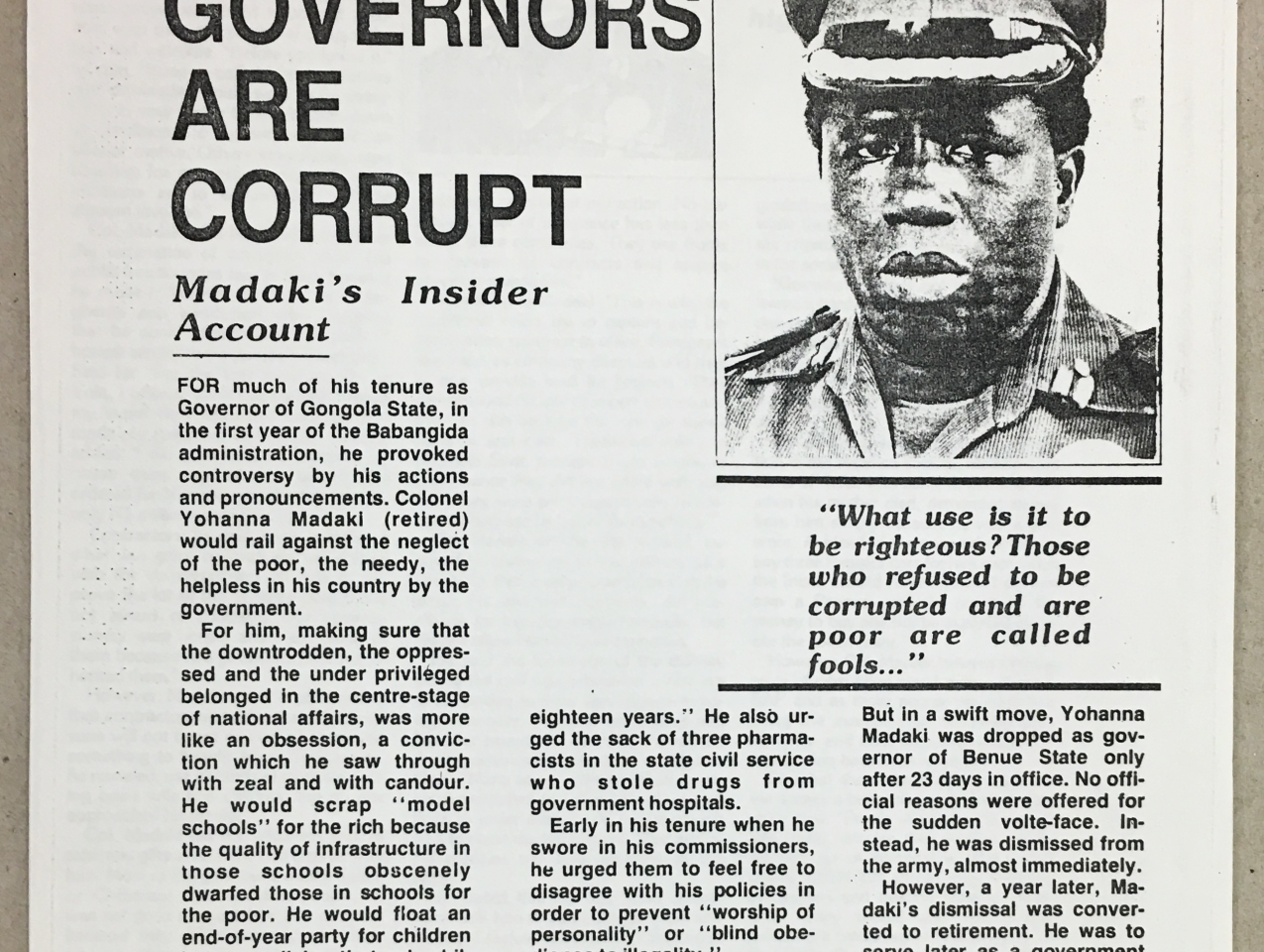 colonel yohanna madaki article