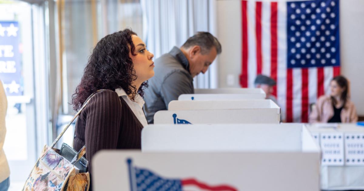 Americans voting in an election stock photo