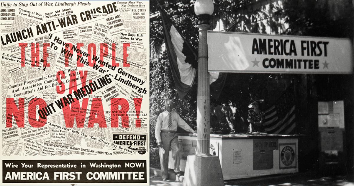 Montage of America First Committee ephemera