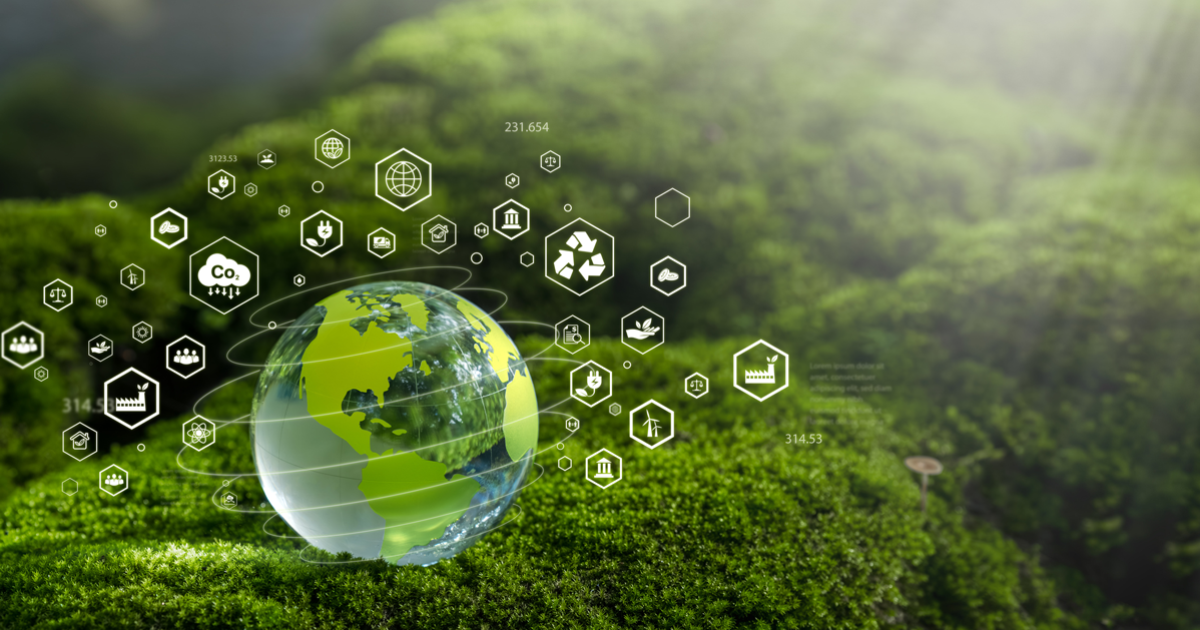 Net Zero Concept and Carbon Neutral Natural Environment Climate-neutral long-term emissions strategy, goals, sustainability, globe icon. green background stock photo