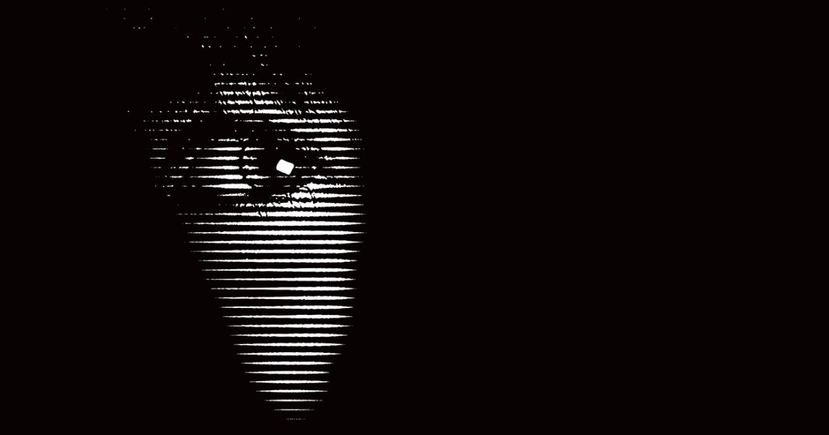 Terrified eye peeking in the dark stock illustration