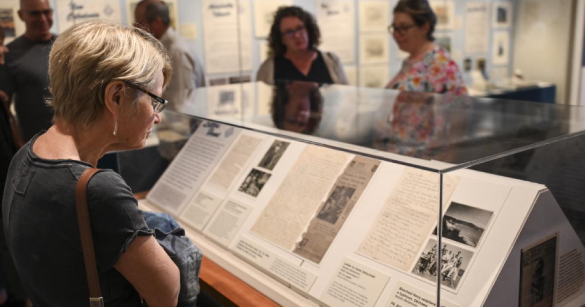 Visitor viewing The Battalion Artist exhibition 