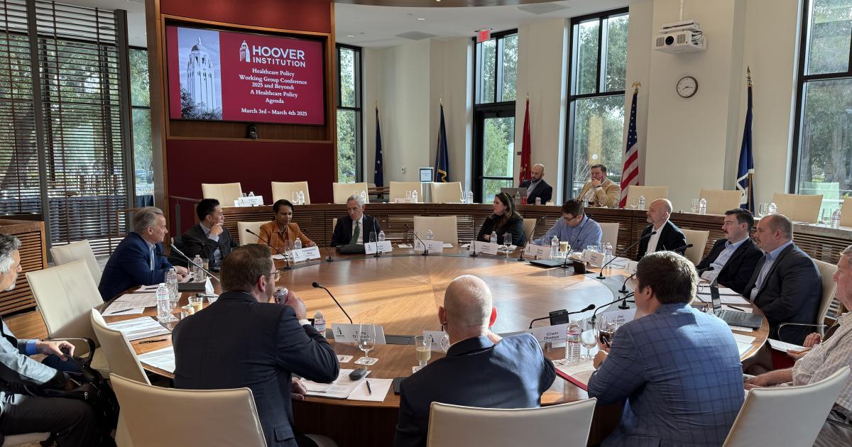 Attendees of the Healthcare Policy Working Group’s roundtable on pressing healthcare system challenges are seen in Annenberg Conference Room on March 3, 2025.