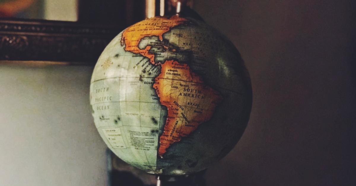 Globe turned to South America