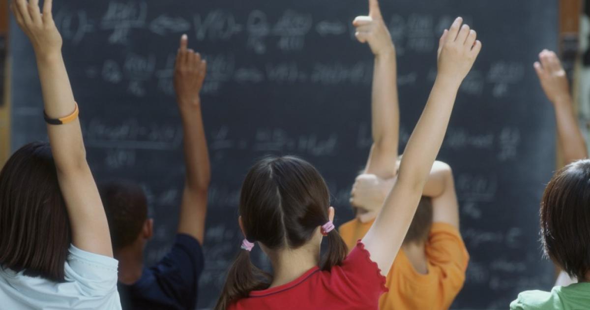 Students raising their hands