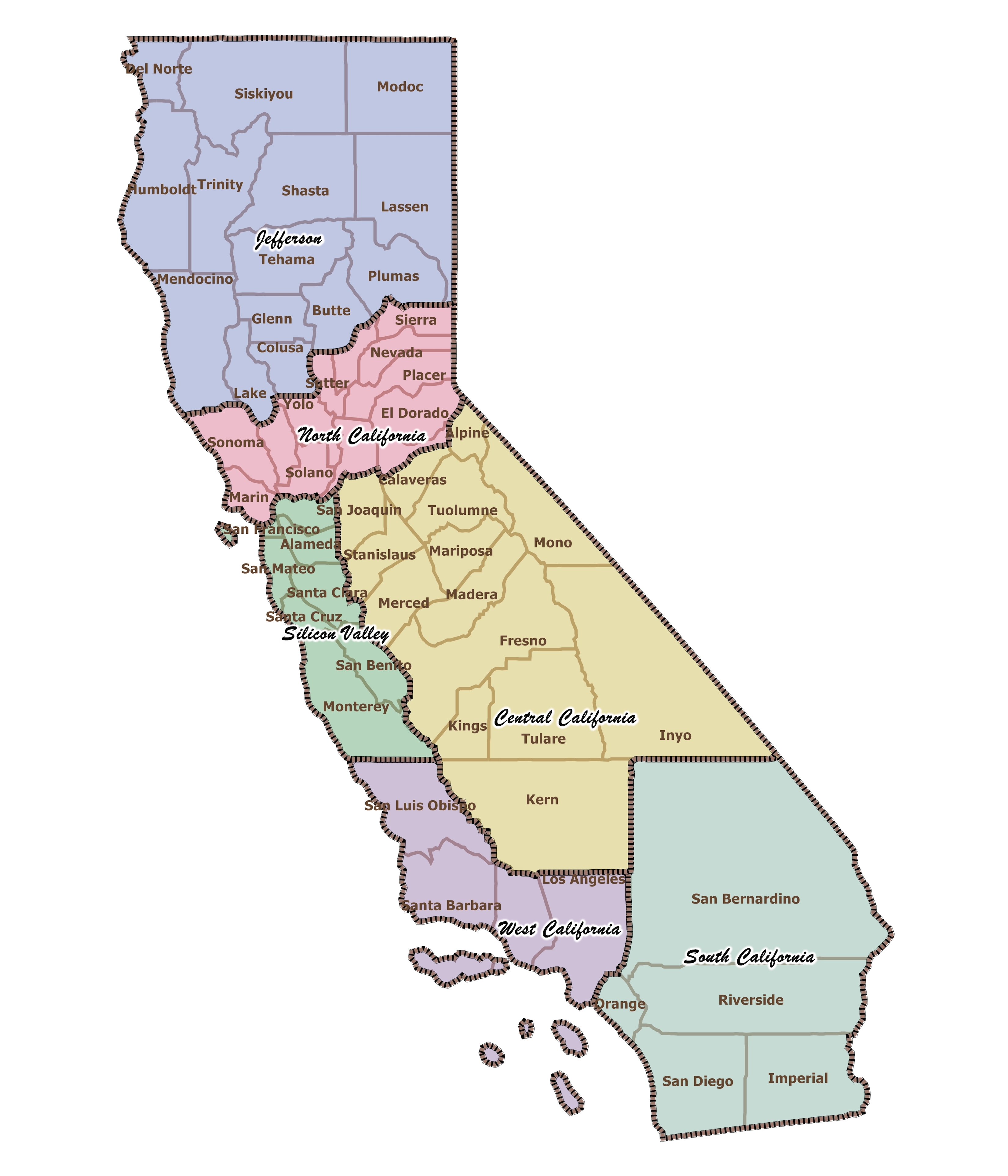 Карта Калифорнии Штатов США