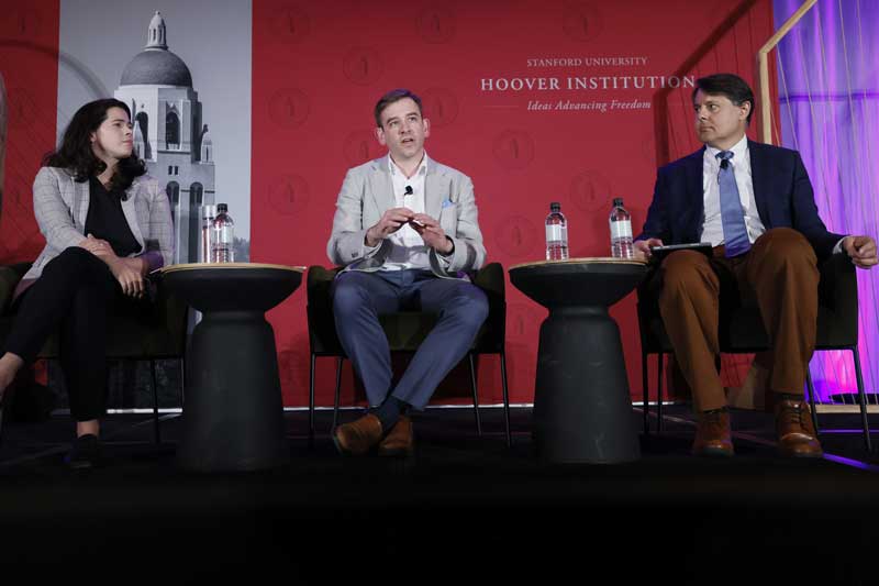 Erin Baggott Carter, Research Fellow Kharis Templeman, and Glenn Tiffert speak about their research on Chinese domestic sentiment, Taiwan, and China’s global influence at the Hoover Spring Retreat in Scottsdale, Arizona, on April 26, 2024.