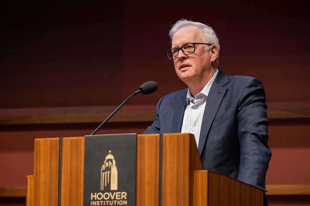 Steven Davis speaks about his research on the rise of work-from-home arrangements at the Getting Global Monetary Policy on Track conference on May 3, 2024.