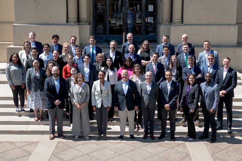 Participants of the Hoover Institution International Seminar with (front row, starting second from left) Nadia Schadlow, Director Condoleezza Rice, and H.R. McMaster.