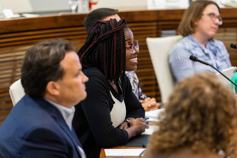 Sharece Thrower hosts the Conference on Executive-Judicial Relations in the Annenberg Conference Room on June 6, 2024.