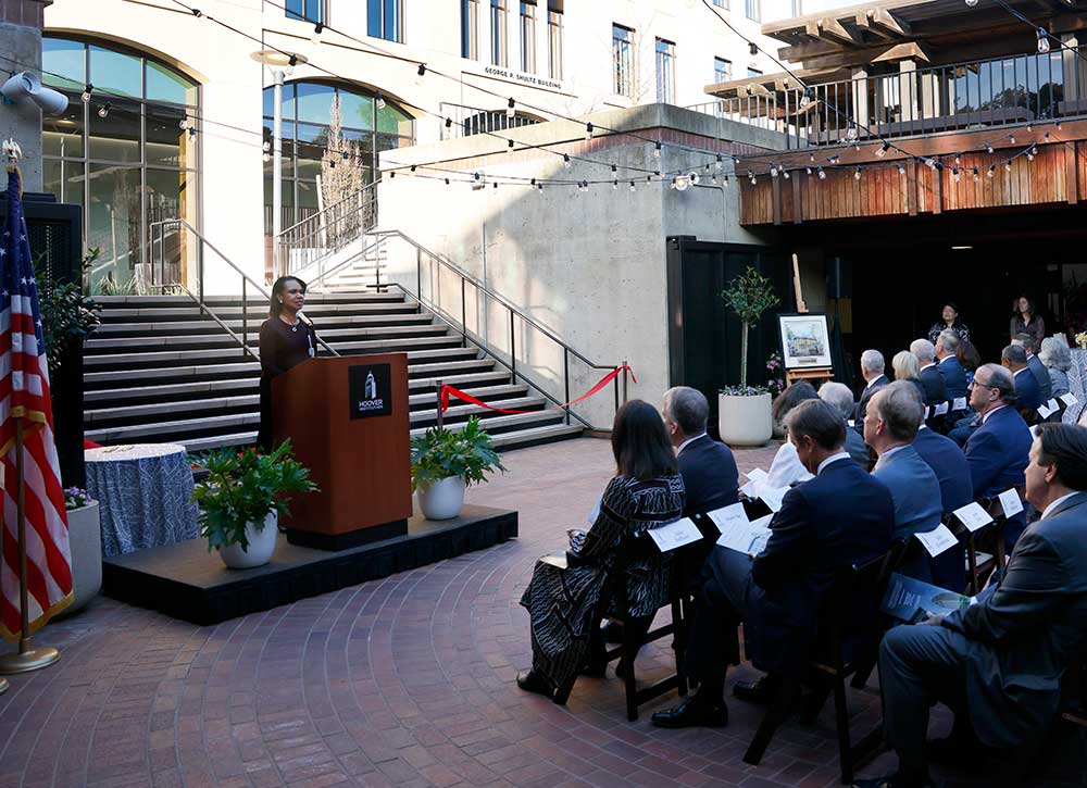 George P. Shultz Building ribbon-cutting ceremony